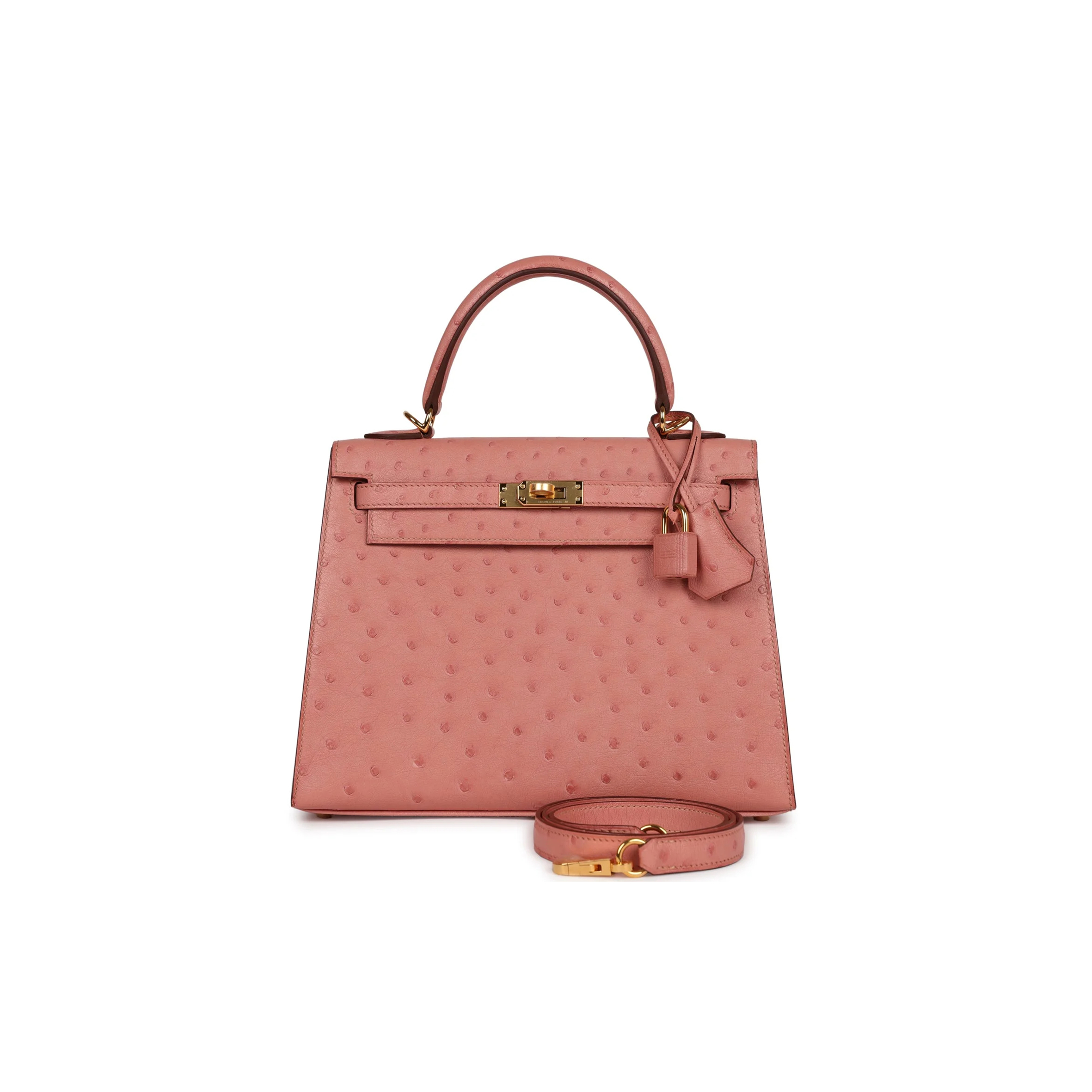 H**mes master kelly 28 ceramic powder ostrich gold hardware (28*22*10cm)